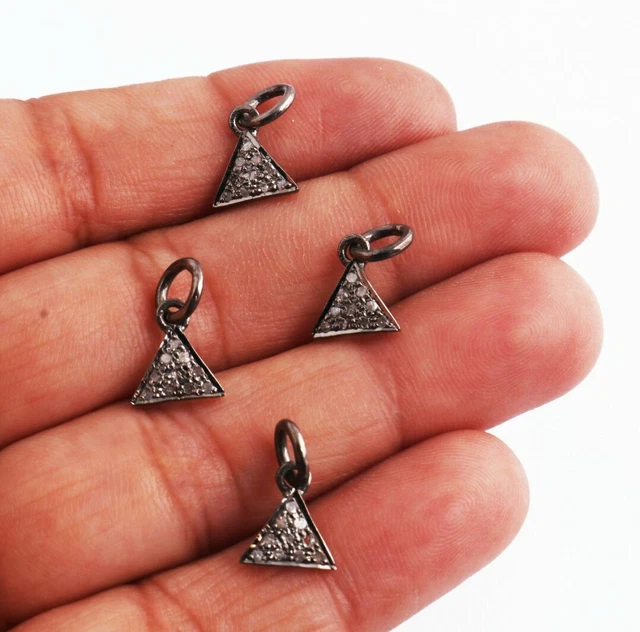 Pflastern Diamant Charm Anhänger 925 Silber Zubehör Dreieckig Charms
