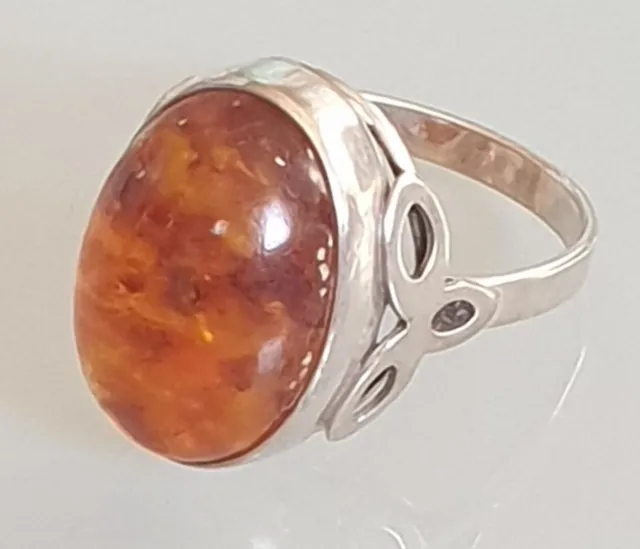 Art Deco Bernstein Ring AMBER "FISCHLAND" aus 835er Silber Größe 53 (16,8 mm Ø) 2