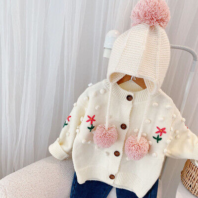 Baby AUTUNNO DOLCE Loose Knit Cardigan Giacca Bambine Maglione Jumper di ispessimento