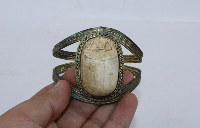 RARO ANTIGUO EGIPCIO ANTIGUO Escarabajo Pulsera faraónica egipcia antigua...