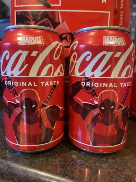 Two Marvel Coca Cola Deadpool Cans UNOPENED