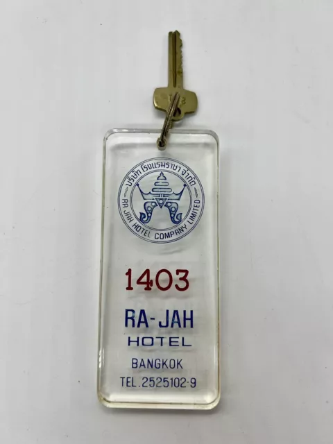 VINTAGE Ra-Jah Hotel BANGKOK THAILAND KEY w ORIGINAL Lucite FOB ROOM 1403