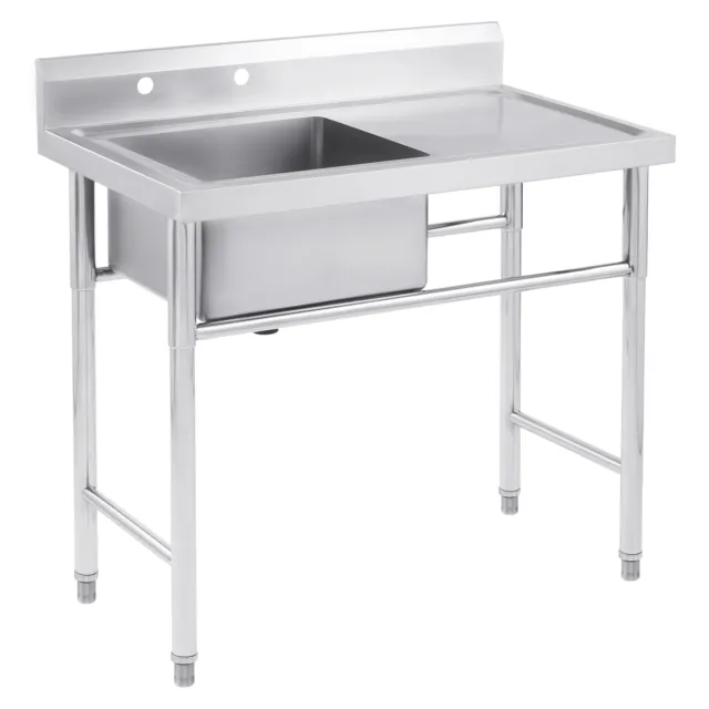 Commercial Stainless Steel Table with Sink Drainboard Sink for Restaurant Bar