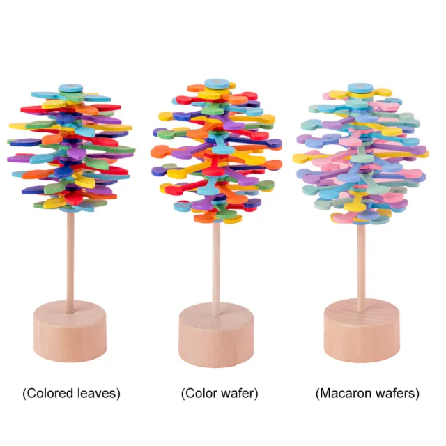 Wooden Helicone Wand Rotating Lolly Toy Children Decompression Educational Toys 2