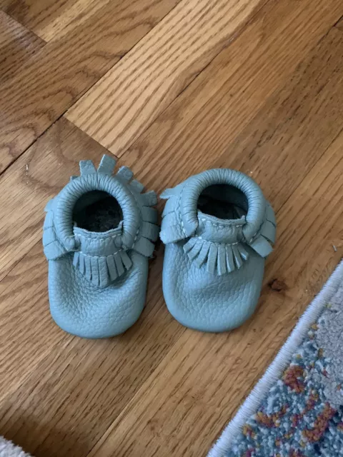 Freshly Picked Baby Moccasins Size 1 Green Blue