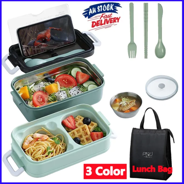 Bento Box Lunch Containers Food Microwave Stainless Portable Dinnerware NEW AU
