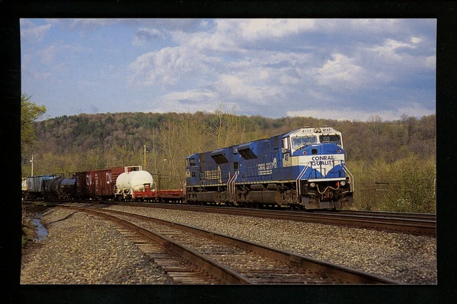 Train Railroad postcard AVD Conrail #4117 Little Falls New York NY 1997 RP1208