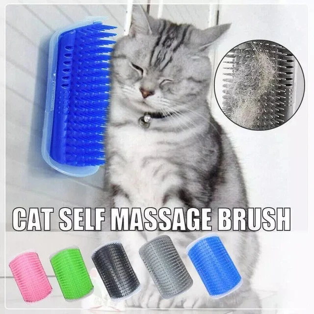 NEW GROOMING CATNIP Pet Self Groomer With Wall Cat Brush Corner Massage ...