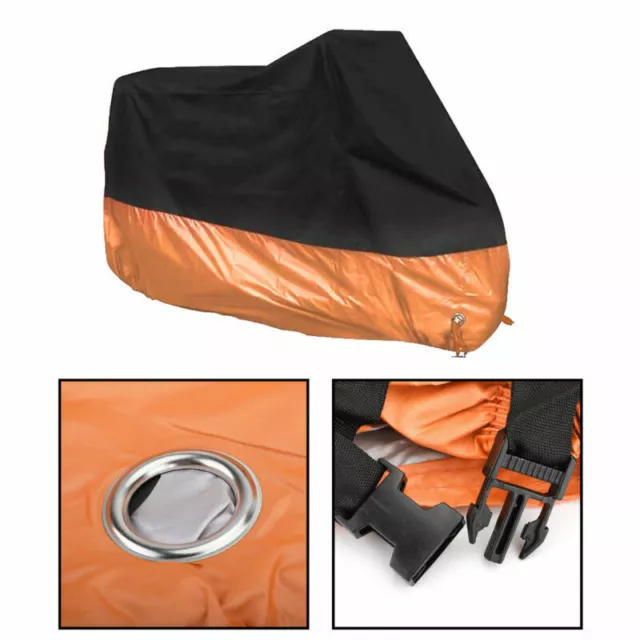 3XL 104" Noir&Orange Housse Bâche Moto Pluie Protection pour Dyna Electra/Glide