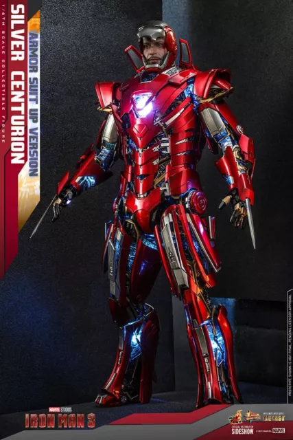 HOT TOYS 1/6 Marvel Iron Man 3 Silver Centurion Armor Suit Up Version MMS618 D43