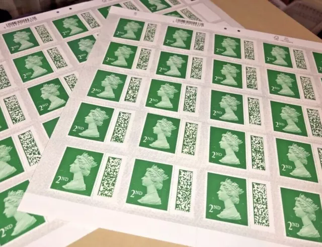 50 x Genuine 2nd Class Barcode Stamps [Unfranked/OFF Paper] Self-Adhesive 🇬🇧✅