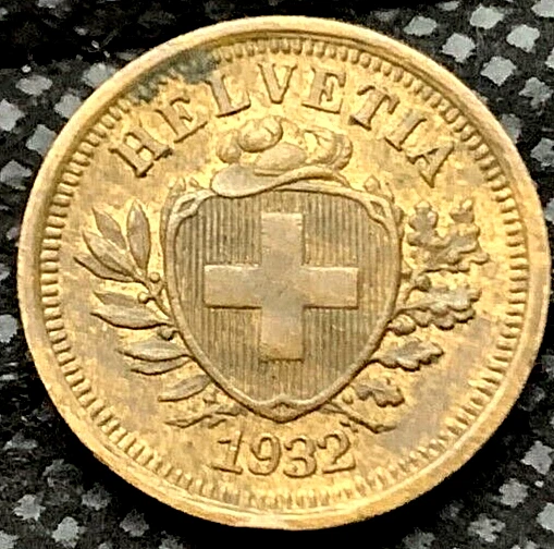 1932 Switzerland 1 Rappen Coin  UNC  ( 5 Million minted ) Condition +  #P144