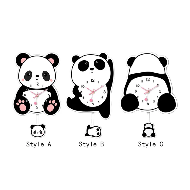 Orologio Da Parete Mnsruu Con Panda E Libellula, Design Pittura A Olio, Silenzioso