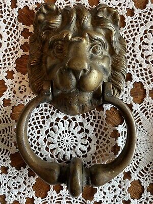 Antique Brass Lion Door Knocker Victorian