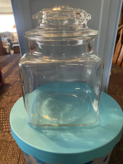 Glass Apothecary Square Jar Canister Candy Cookie Jar W Lid 4.25x4.25x6.75" Tall