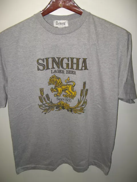 Singha Thai Lager Beer Thailand Pale Ale Lion Label Logo Pub Lounge T Shirt XLrg
