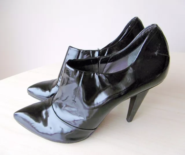 Bottines Low Boots Talons Hauts Cuir Verni Noir 39,5 COSTUME NATIONAL