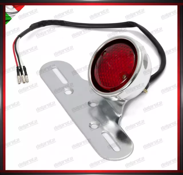 Stop Posteriore Moto Led Rosso Fanale Omologato E11 Con Portatarga Universale