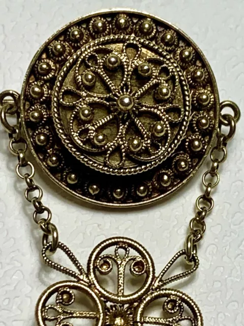 David Andersen Filigree Brooch Silver 830 Punched Gold Plated Norway ~ 1900 2