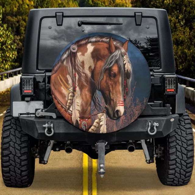 Native Horse Spare Tire Cover Car Horses Wheel Cover Halloween American Pride