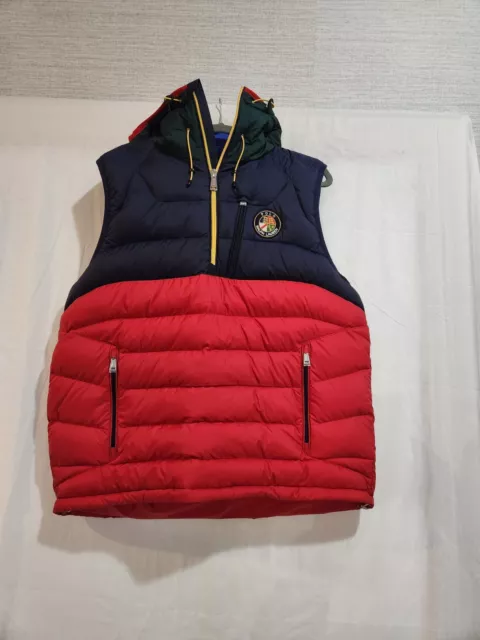 Polo Ralph Lauren Men's Big Crest Cookie Patch Hooded Puffer Vest SZ LARGE $298