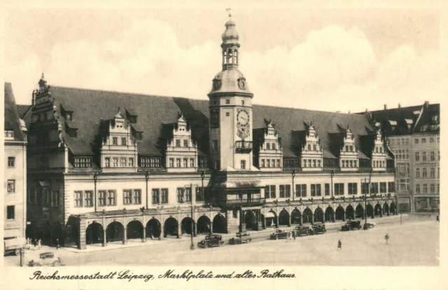 Ak*  Reichsmessestadt Leipzig -Marktplatz u.altes Rathaus (AB)20384