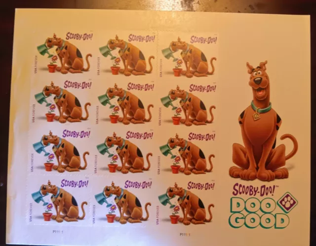 USPS Scooby-Doo! Pane of 12 First-Class Forever Stamps Scott 5299