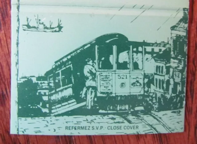 Trolley Car: San Francisco Club Matchbook Matchcover (Montreal, Quebec) -E25