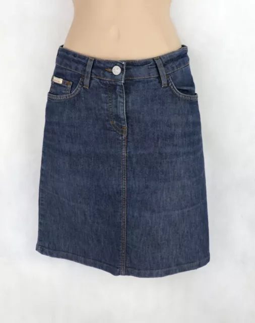 Womens CALVIN KLEIN Denim Mini Skirt size W25 UK 6 Dark blue Jean Knee length