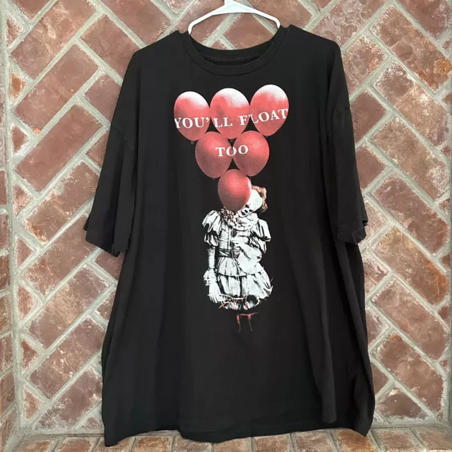 It Pennywise Clown T Shirt Mens 3XL Stephen King Balloons Black Creepy Horror