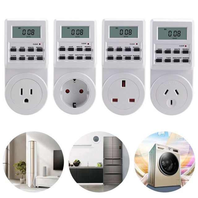 10 Prises électrique minuteur 24 h blanc/noir - Bricolage