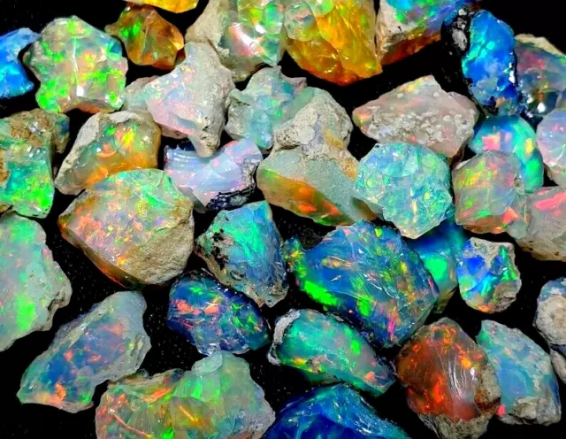 50 Carats Sec Naturel Éthiopien Jumbo Welo Opale de Feu Spécimen Gemme - Lot
