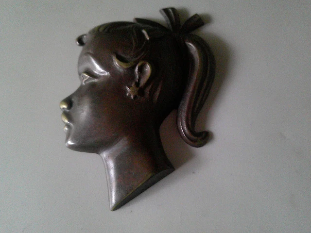 wandmaske frauenkopf metall deko