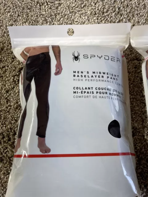 Spyder Men's Mid-weight Base-Layer Pant Size XL Color Black - 2 Two Pack - New 2