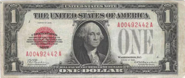 Series of 1928 $1 Legal Tender Red Seal Fr# 1500 Nice Circulated Note