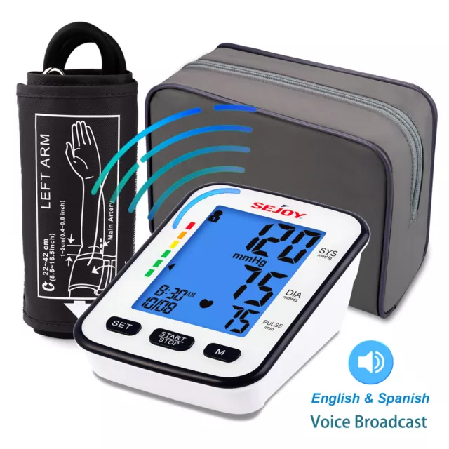 Digital Blood Pressure Monitor Upper Arm Auto BP Machine Cuff Backlit & Voice