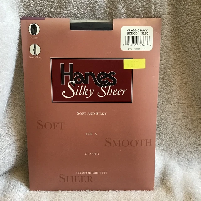 Hanes Silky Sheer Shaper Sandalfoot Panythose Classic Navy Size CD NEW VTG