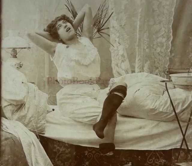 Belle Weiblich IN Unter Saarbrücken Mode c1900 Foto Stereo Vintage Citrat
