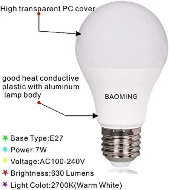 BAOMING Dämmerung zu Sonnenaufgang Sensor LED Glühbirnen 7W 630 Lumen warmweiß 2700k 3