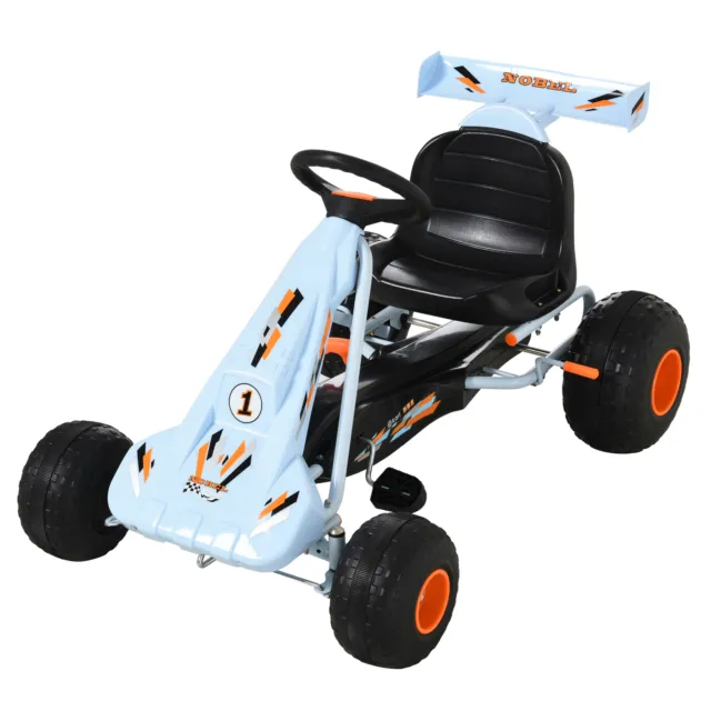 HOMCOM Kinderpedal Go Kart manuelles Auto mit Bremsrädern Lenkradsitz blau