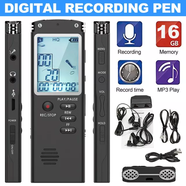 Digital 360° Voice Recorder Audio Sound Dictaphone Recording Pen MP3 Player Set