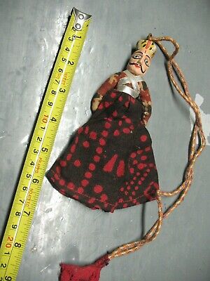 Middle  Eastern  Turkish Doll   Pendant Carved  Wood Hand Painted 6'' Talisman