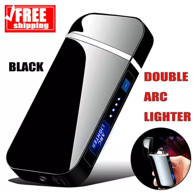 Electric Flameless Windproof USB Rechargeable Dual Arc Plasma Lighter Lighters