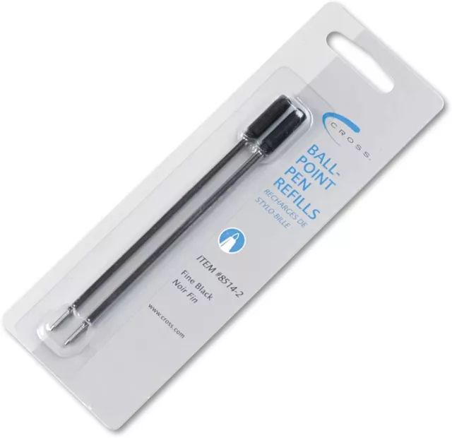 Cross 85142 Refills For Ballpoint Pens, Fine, Black Ink, 2/Pack