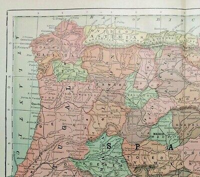 1894 Vintage SPAIN & PORTUGAL Atlas Map Antique Encyclopedia Britannica Pages 2