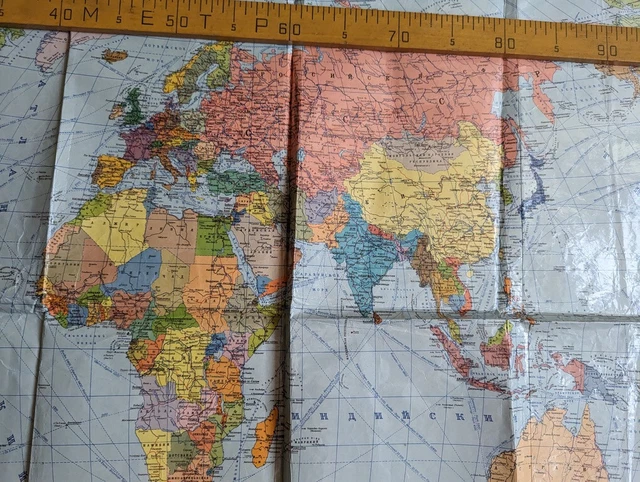 POLITICIAN MAP OF the World Soviet Large Vintage Wall Map Big Poster ...