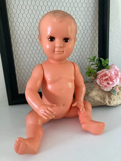 poupon baigneur plastique ancien 56cm années 60 épaule fendue