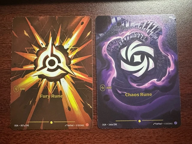 2025 LEAGUE OF Legends Riftbound English TCG Fury Rune And Chaos Rune ...