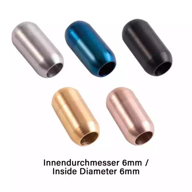 Edelstahl Magnetverschluss gebürstet 19x10mm (ID 6mm) für Leder & Bänder