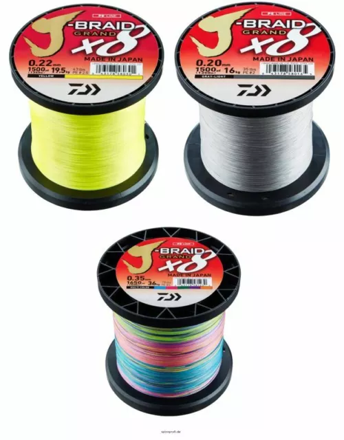 Daiwa J-Braid Grand X8 Wunschlänge grau chartreuse multicolor je 10m (0,10 €/m)